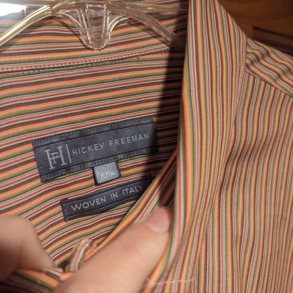 Made in Italy-Orange Stripe button up